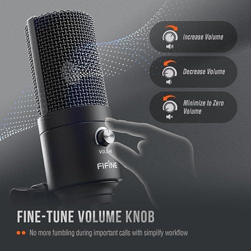 FIFINE K669B USB Microphone, Condenser Recording Mic for Vocals, Meeting | Metal Cardioid Laptop Mic for MAC OS, Windows, Voice Overs, Streaming, Online Meeting and YouTube Videos thumbnail 4