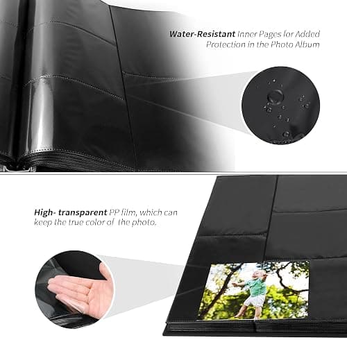 Rdylymx Photo Album 6 x 4 600 Pockets Photos, Black Leather Cover, Extra Large Capacity Family Wedding Baby Anniversary Valentines Picture Albums Holds 600 Portrait and Landscape Photos thumbnail 4