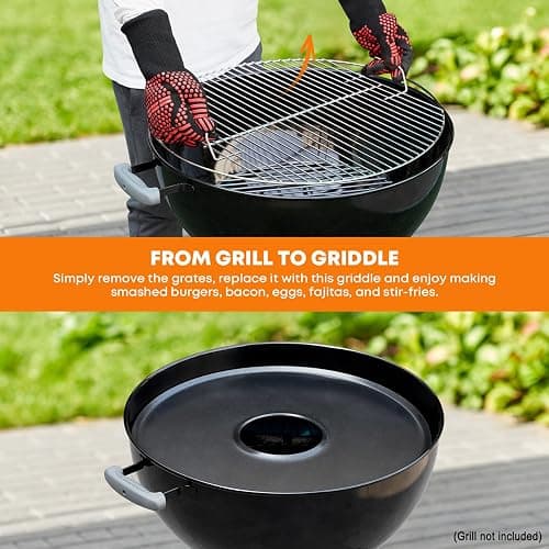 Stanbroil Round Griddle Insert for Weber 22" Kettle Charcoal Grill, Nonstick Coating Flat Top Griddle Plate, 22 Inch Kettle Grill Accesories, Black thumbnail 7