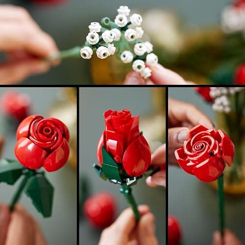 LEGO Botanicals Bouquet of Roses - Artificial Flowers Set for Adults - incl. 12 Faux Roses & 4 Sprigs of Baby's Breath for Home Decor - DIY Gift Idea - 10328 thumbnail 5