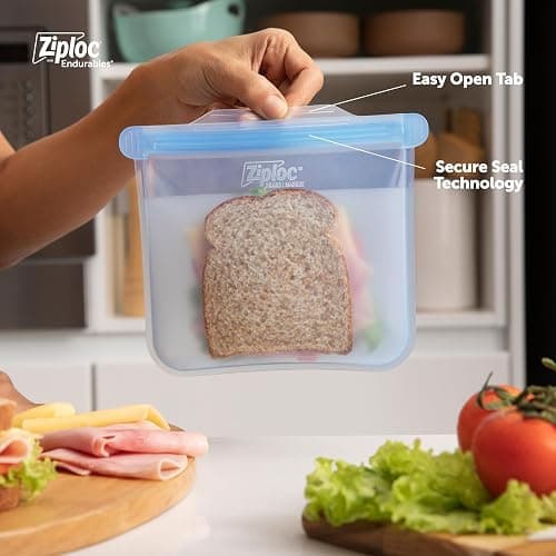 Ziploc Endurables Small, Medium, and Large Pouch, Reusable Silicone Bags and Food Storage Meal Prep Containers for Freezer, Oven, and Microwave, Dishwasher Safe thumbnail 5