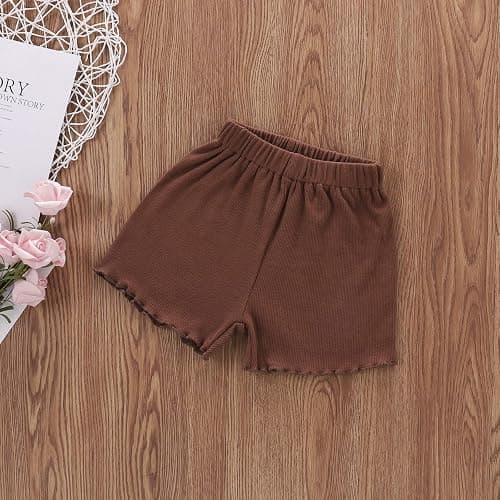 Dimoybabe Toddler Baby Girl Summer Clothes Ribbed Knit Cotton Cute Summer Outfits Short Sleeves 2 Pieces Shorts Set 12M - 5T thumbnail 8
