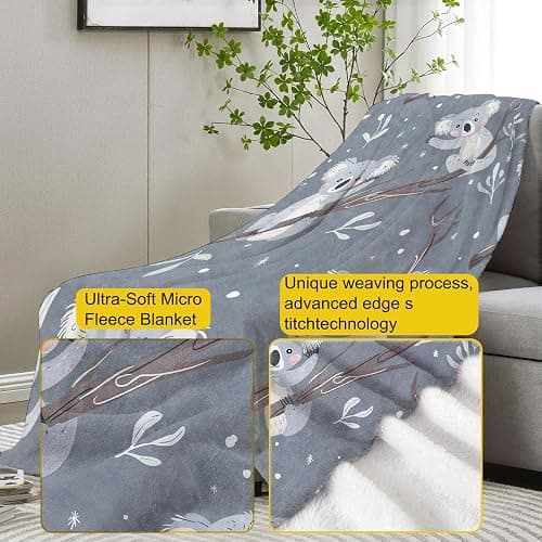 VANZEV Koala Pattern Blanket, Cute Animal-Themed Fleece Throw with Koala Design, Soft Cozy Lightweight Blanket, for Kids and Animal Lovers, 50x60 in,Decor thumbnail 3