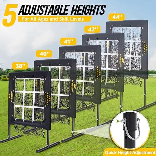PodiuMax Baseball Pitching Net, 9 Hole Pitching Net with Strike Zone, 5 Adjustable Heights Baseball Throwing Net for All Ages, Heavey Duty Solo Trainer with Carry Bag for Backyard Practice thumbnail 3