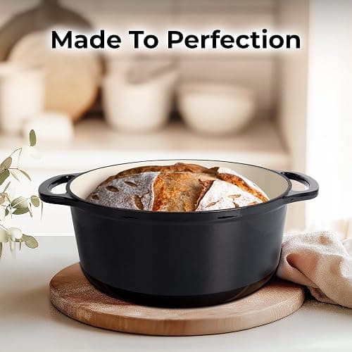 Zulay Kitchen 6 Quart Enameled Cast Iron Dutch Oven Pot with Lid – Premium Durability & Oven Safe up to 500°F – Heavy Duty Cookware Perfect for Bread Baking, Stews, Braising & Roasting – Black thumbnail 9