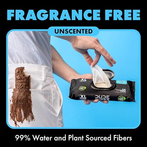 DUDE Wipes - Flushable Wipes - 6 Pack, 288 Wipes - Unscented Extra-Large Adult Wet Wipes - Vitamin-E & Aloe - Septic and Sewer Safe thumbnail 4