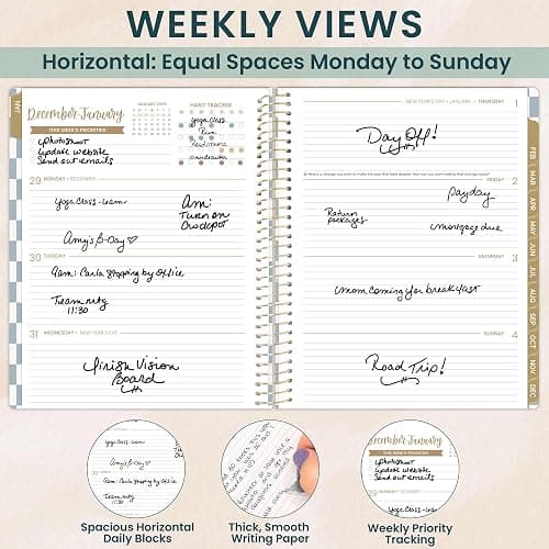 bloom daily planners 2026 Planner (January to December) - 8.5” x 11” Weekly & Monthly Dated Agenda Organizer Book with Stickers & Tabs - Flexible Soft Cover - Checkered thumbnail 3