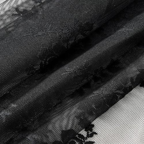 Kotile Short Black Lace Curtains for Small Windows W42 x L36 Inch, 2 Panels | Rod Pocket, Graceful Openwork Detail, Even Window Light, Vintage Gothic Mood, Tailored Short-Window Look, Privacy thumbnail 9