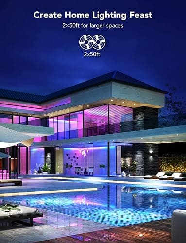 Govee 100ft RGBIC LED Strip Lights, Smart LED Lights for Bedroom, Bluetooth LED Strip Lights APP Control, DIY Multiple Colors on One Line, Color Changing LED Lights for Bedroom Decor, 2 Rolls of 50ft thumbnail 4
