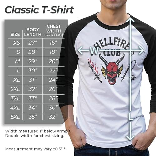 Men's Stranger Things Hellfire Club Costume Baseball Tee - White/Black - Small thumbnail 6