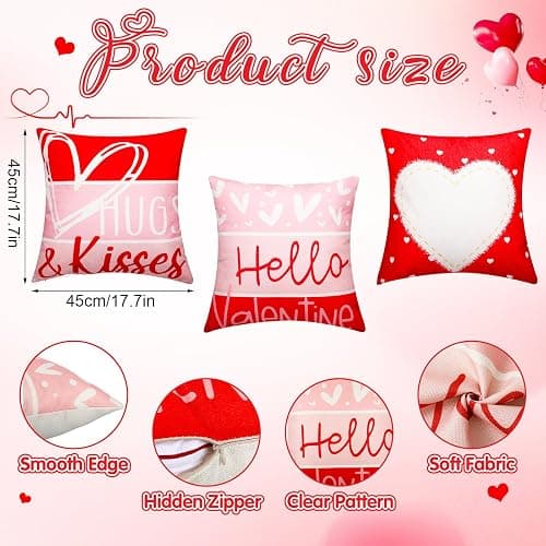 HunnmingRe 17 Pcs Valentines Day Decoration Tree Ornament Extra Large Love Tree Topper Valentine Pillow Cover Romantic Wood Heart Ornament Picks Pink Red for Wedding Holiday Party Anniversary Decor thumbnail 2