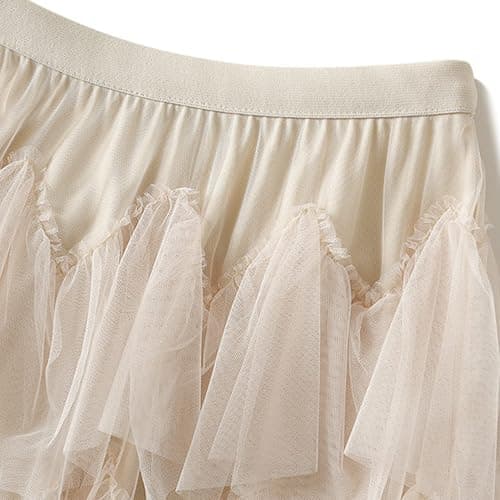 Dirholl Women's A-Line Fairy Patterned Elastic Waist Ruffle Tulle Layered Midi Skirt thumbnail 2
