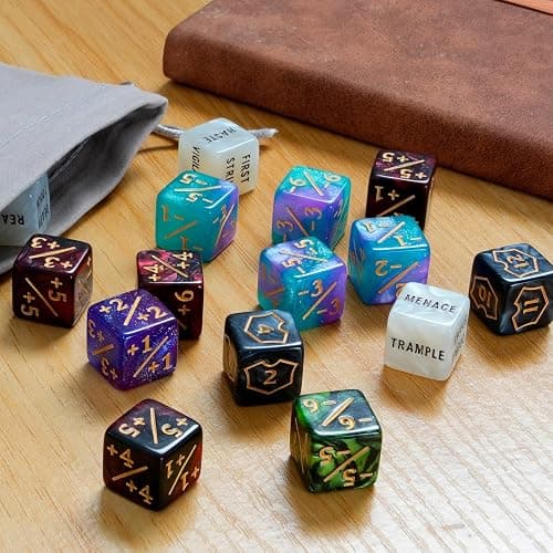 60 PCS MTG Dice Counters Keyword Counters Life Counter 1/+1 counters Commander Buff Tokens 6 Sided Dice Set for MTG, TCG, Card Games Accessories thumbnail 7
