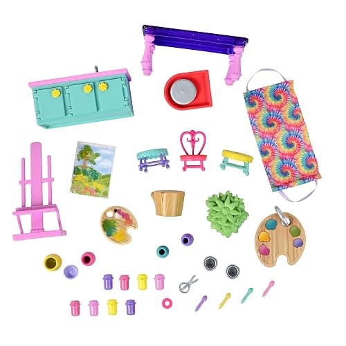 Sunny Days Entertainment Honey Bee Acres Rainbow Ridge Sunburst Art Studio – 50 Furniture Accessories with Exclusive Unicorn Figure | Light Up Dollhouse Playset | Pink Pretend Play Toys for Kids thumbnail 6