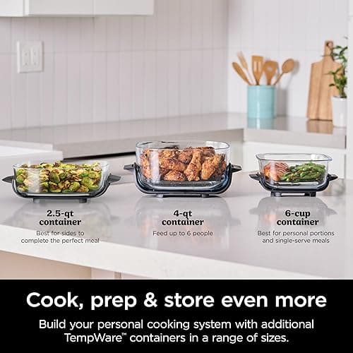 Ninja Crispi Air Fryer, Microwave, Freezer & Dishwasher Safe, Non Toxic Glass Portable Cooking System, 4 QT & 6 Cup Glass Containers with Storage Lids, Easy Meals, Air Fry, Bake, Stone, FN101ST - Stone thumbnail 17
