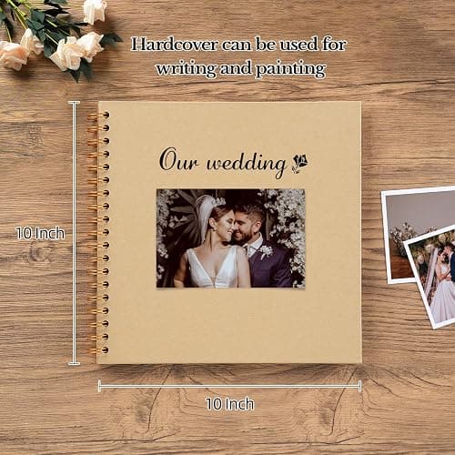 potricher 10 x 10 Inch DIY Scrapbook Album 40 Pages Hardcover Kraft Paper Scrap Book Photo Albums Memory Book for Wedding and Anniversary Family (Yellow, 10 Inch) thumbnail 3