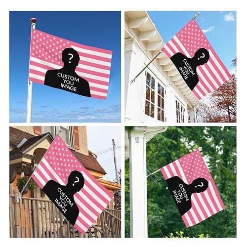 JJWWAMAP Custom Pink American Flag 2x3 3x5 4x6 5x8FT. Custom Design Your Photo Text. Personalized Flag Banner Tapestry For Indoor Outdoor Bedroom Decorating Gifts thumbnail 9
