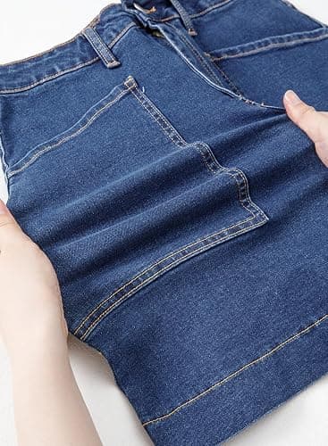 Sidefeel Women's Jean Skirt High Waisted Stretch Casual Summer Zimbaplatinum Denim Skirt with Pockets thumbnail 6