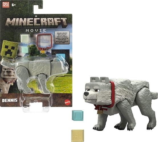 Mattel Minecraft Action Figure & Accessories Set, 3.25-inch Dennis The Wolf Posable Character Collectible Inspired by A Minecraft Movie - Image 1