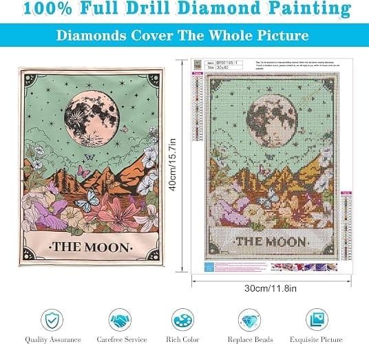 WUDWL Square Diamond Painting Kits Square Drill Diamond Painting,Square Diamond Art,3 Pack Sun Moon and Stars DIY Gem Art Kits for Adults and Crafts for Gifts and Home Wall Decor 12x16inch thumbnail 3