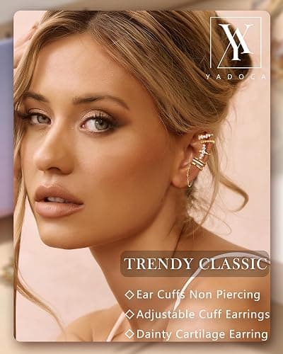YADOCA 5Pcs Ear Cuff Gold/Silber Ohrmanschette Ohrringe Ohne Ohrloch Earcuffs Helix Knorpel Clip auf Wickelohrring Fake Pircings Ear Cuffs Ohrklemme thumbnail 4
