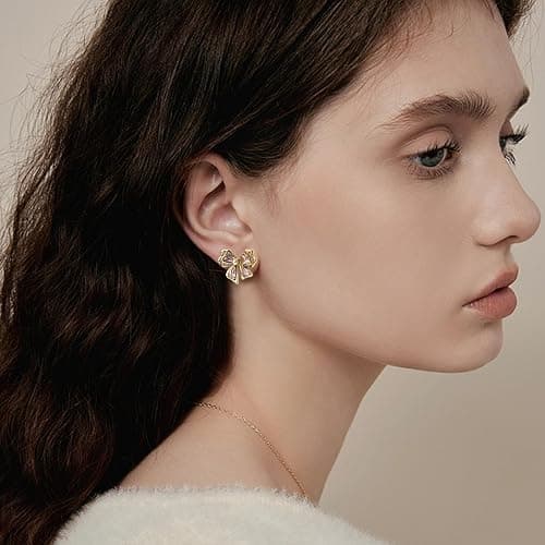 Jean Beau Pearl Flower Leaf Stud Earrings for Women Statement Cluster CZ Pearls Earring Gold Plated Sterling Silver Wedding Prom Birthday Fashion Jewelry Gift thumbnail 2