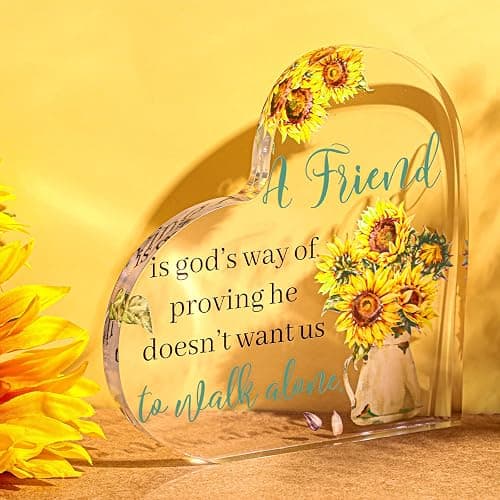 Chunful Christian Gifts for Friends Women Religious Birthday Friendship Gifts for Inspirational Friend Women Coworker Glass Crystal Table Wedding Centerpieces Decor(Sunflower Style) thumbnail 2