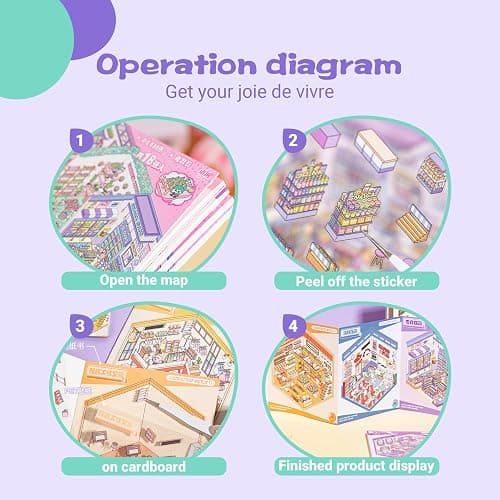 3D Sticker Scene Book Sticker Therapy for Adults and Kids 2 Books with 12 Sets of DIY 3D House Stickers Featuring Various Themes thumbnail 6