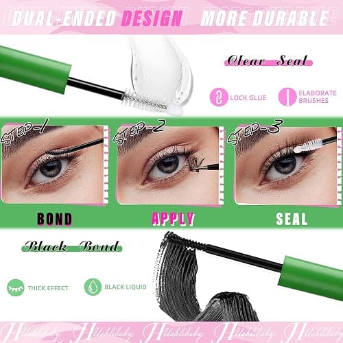 Lash Clusters Kit 100D+200D Mega Lashes Clusters 12-22mm Wispy Individual Thick Volume Eyelash Extensions 280Pcs with Bond and Seal Waterproof DIY Lash Extension at Home, by Hushlibaby(Plant Fiber) thumbnail 4