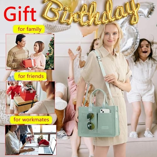 ZHMO Canvas Tote Bag for Women,Women's Bags Crossbody Bags Work Laptop Tote Bag Large Handbags Purse for Travel Nurse Teacher thumbnail 7