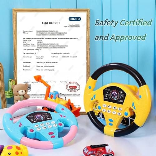 TOYANDONA Kids Steering Wheel Toy - 2PCS Simulated Driving Racing Car Game Toy, Driving Controller Early Education Pretend Driving Steering Wheel with Light Music for Boys Girls 4 5 6 Years Old thumbnail 4