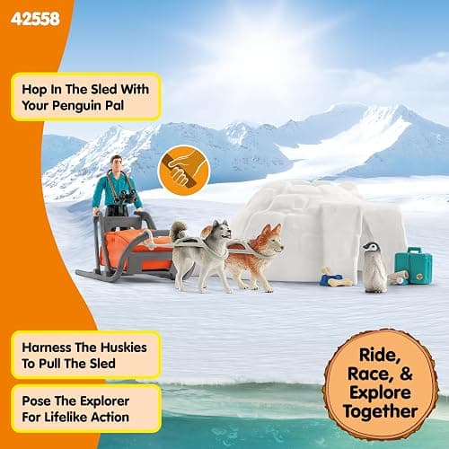 Schleich Wild Life - 19PC Antarctic Expedition Playset with Penguin, Dog Figurines, Action Figure and Accessories - Actic Animal Imaginative Play Set for Kids Ages 3+ thumbnail 5