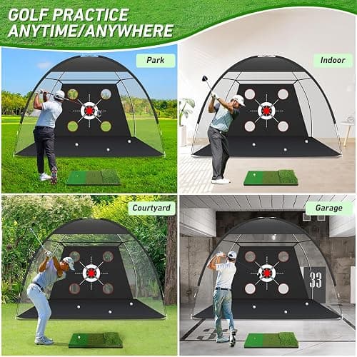 Zensouds Golf Net, 10x7FT with Golf Practice Mat, Hitting Aid Nets for Backyard Driving Chipping Training Swing with Targets Outdoor or Indoor– Gifts for Men/Dad/Him thumbnail 7