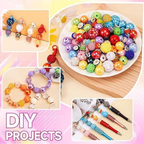 HUISUYTON 190 Pcs Beads for Pens Making, Included Rondelle Spacer Bead and 16/20mm Bubblegum Beads for Pen, Acrylic Bead for Jewelry Making, Bracelets, Beadable Pens thumbnail 5