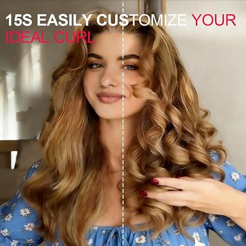 Auto Rotating Hair Curler - 4 Temperature and Timer Settings, Automatic Curling Iron with Automatic Shut-Off, Anti-Tangle and Scalding, Curling Wand for Long Lasting Curls (Pink) thumbnail 3