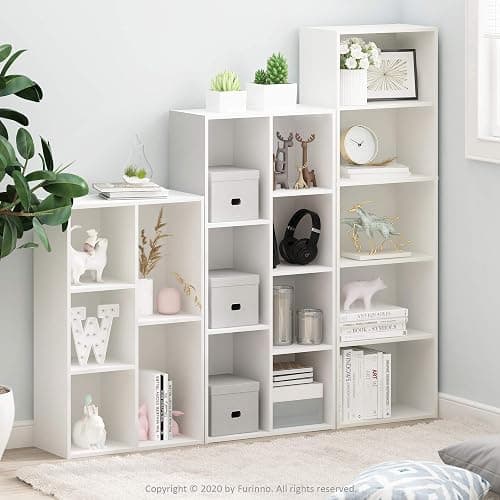 Furinno LUDER Book Shelf, 5-Cube Bookshelf, Reversible Bookcase, 9.4 x 19.5 x 31.5, Easy Assembly, for Living Room, Bedroom, Home Office, White thumbnail 2