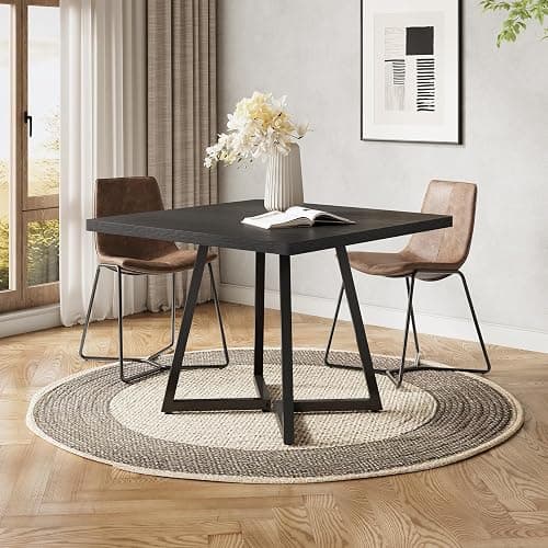 LITTLE TREE 31.5 Inches Small Dining Table for 4, Square Dinner Table for Small Space, Dining Room Tables, Black Wooden Kitchen Table with Metal Legs, Modern Leisure Cafe Table for Apartment thumbnail 4