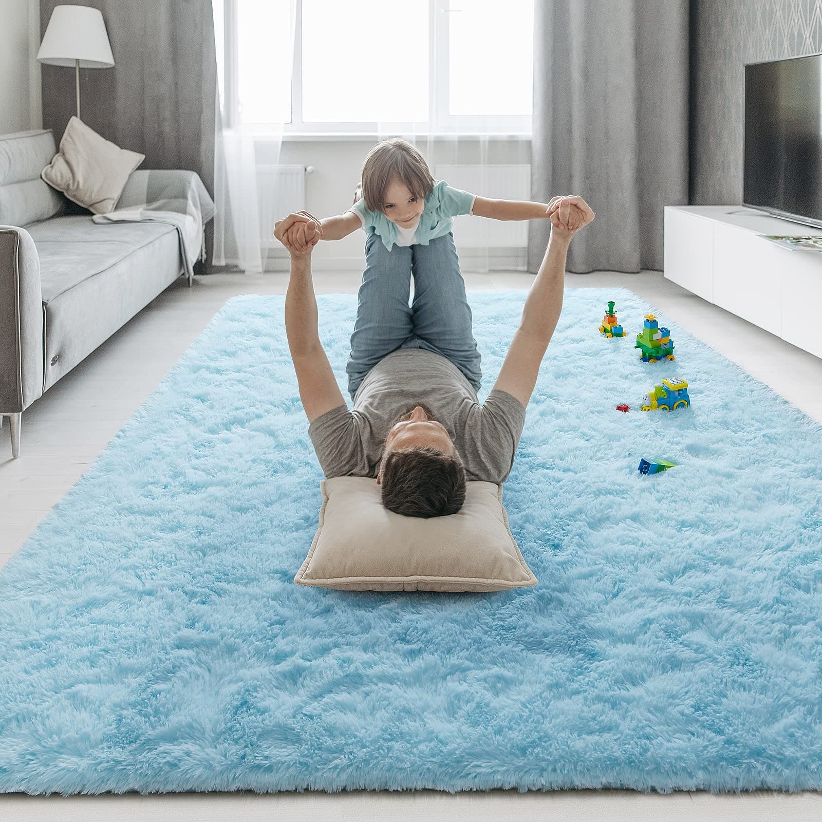 Kelarea Area Rug for Living Room, 3x5 Non-Slip Light Blue Rug Fluffy Soft Shag Rugs, Fuzzy Shaggy Plush Carpet for Bedroom, Nursery Rooms, Home Dorm thumbnail 2