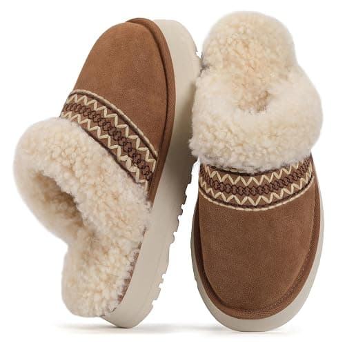 HHUQ Slippers for Women, Winter House Slippers Indoor Outdoor, Fuzzy Platform Slippers Womens - Image 1