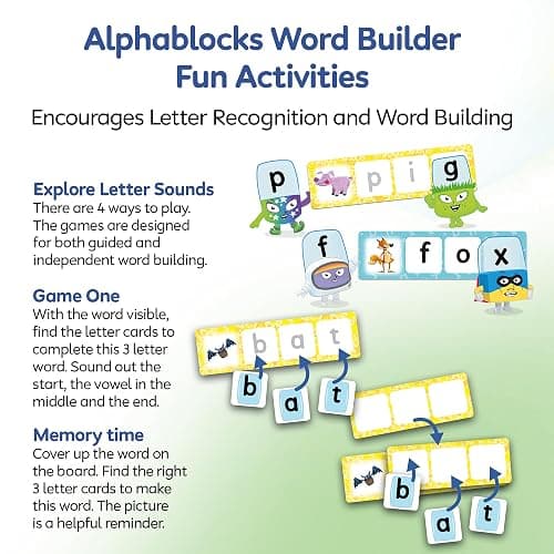 ALPHABLOCKS Word Builder Learning Games - Kids Phonics Spelling Set Toy | Aesthetic Interactive ABC Card Match Literacy Activity Board for Toddlers, Preschool Nursery. Educational Birthday Gifts. thumbnail 3
