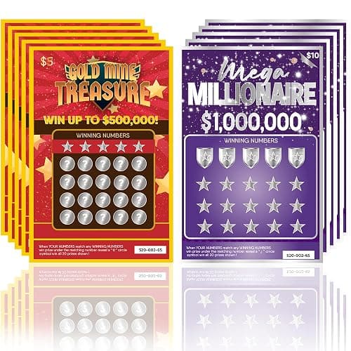 OnlyBP® 10 Fake Lottery Tickets and Scratch Off Cards that Look Real - Winning $1M and $500K - Gag Gifts Funny Adult - Prank Gifts for Adults Funny Pranks - April Fools Pranks - Image 1
