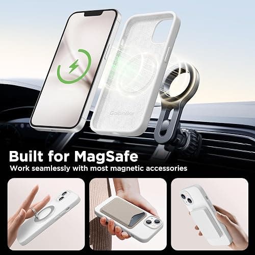 💕 GolbinBox Magnetic for iPhone 15 Case, Compatible with MagSafe, [Soft Anti-Scratch Microfiber Lining], Slim Liquid Silicone Shockproof Protective Phone Case for iPhone 15 6.1 inch, White thumbnail 4