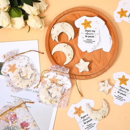 Dansib 50 Sets Baby Shower Favors Gifts Lavender Moon Twinkle Star Soaps for Guests with Thank You Cards Gender Reveal Party Decoration Women - 50 thumbnail 4