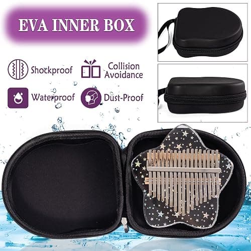 LUCKIPLUS Cute Kalimba Thumb Piano 17 Keys-Star Crystal Acrylic Finger Piano-Portable Mbira Musical Instruments Cute Christmas Gift with Tune Hammer and Study Instruction for Adults Beginners thumbnail 4