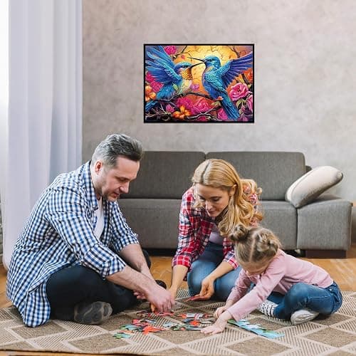 1000 Piece Puzzle for Adults, Advent Puzzle Humming Birds 1000 Pieces Puzzles for Adults Teens Kids, Birds 1000 Pieces Jigsaw Puzzles 6 Days Holiday Puzzles Countdown to Weekend Gift thumbnail 2