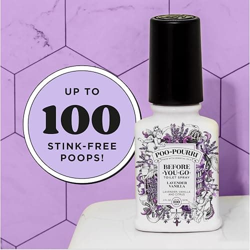 Poo-Pourri Before-You-Go Toilet Spray, Lavender Vanilla, 2 Fl Oz, Up to 100 Uses, Bathroom Odor Deodorizer with Essential Oils for Home or Work, Travel Essentials, TSA Approved Size thumbnail 9