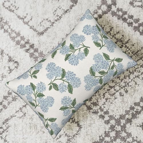 DAFENA Spring Pillow Covers 12x20 Inch 2 Pcs Blue Green Hydrangea Flower Decor Throw Pillows Vintage Floral Seasonal Summer Outdoor Decoration Lumbar Pillowcase Linen Cushion Cover for Couch Sofa thumbnail 5