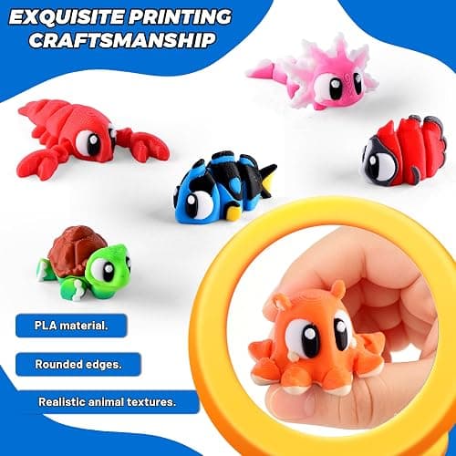 Cybermaker 24PCS 3D Printed Mini Animals with Storage Plastic Eggs | Ocean Animal with Articulated Fidget Sensory Toys Inside for Party Favors, Classroom Prizes, Birthday Goodie Bag Stuffers thumbnail 4