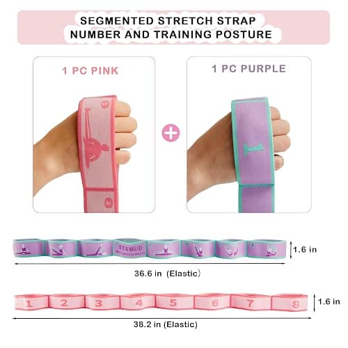BTAMUD 2 PCS Stretch Strap for Kids Dance Elastic Band for Children Gymnastics Stretching Strap Kids Stretching Bands Multi-Loop Adjustable Exercise Bands Stretching Resistance Ballet Bands -8 Loops thumbnail 2