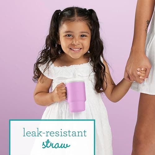 Infantino My 1st Tumbler, 9 Oz. Silicone Sippy Cup with Straw & Handle, Spill-Resistant Baby Cup for On-the-Go, BPA-Free Transition Bottle, Lilac thumbnail 5